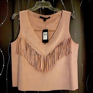 Guess Omar’s Fringe Top Size M Color Dusty Pink